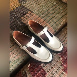 Reformation White Abalonia Chunky Mary Jane Loafers size 7